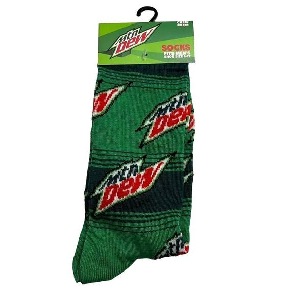 Odd Sox Unisex Mtn Dew Soda Novelty Crew Socks Soft Drink Retro Green 1 Pair - Picture 1 of 9